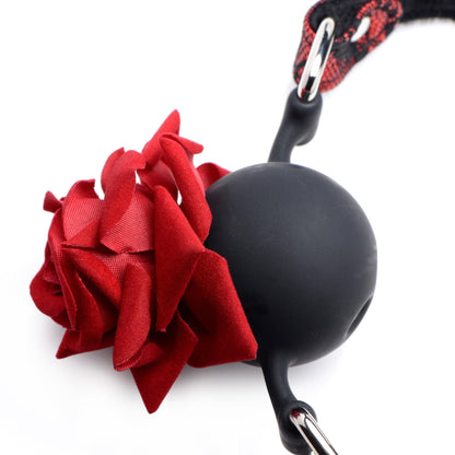 Full Bloom Silicone Ball Gag With Rose - My Sex Toy Hub