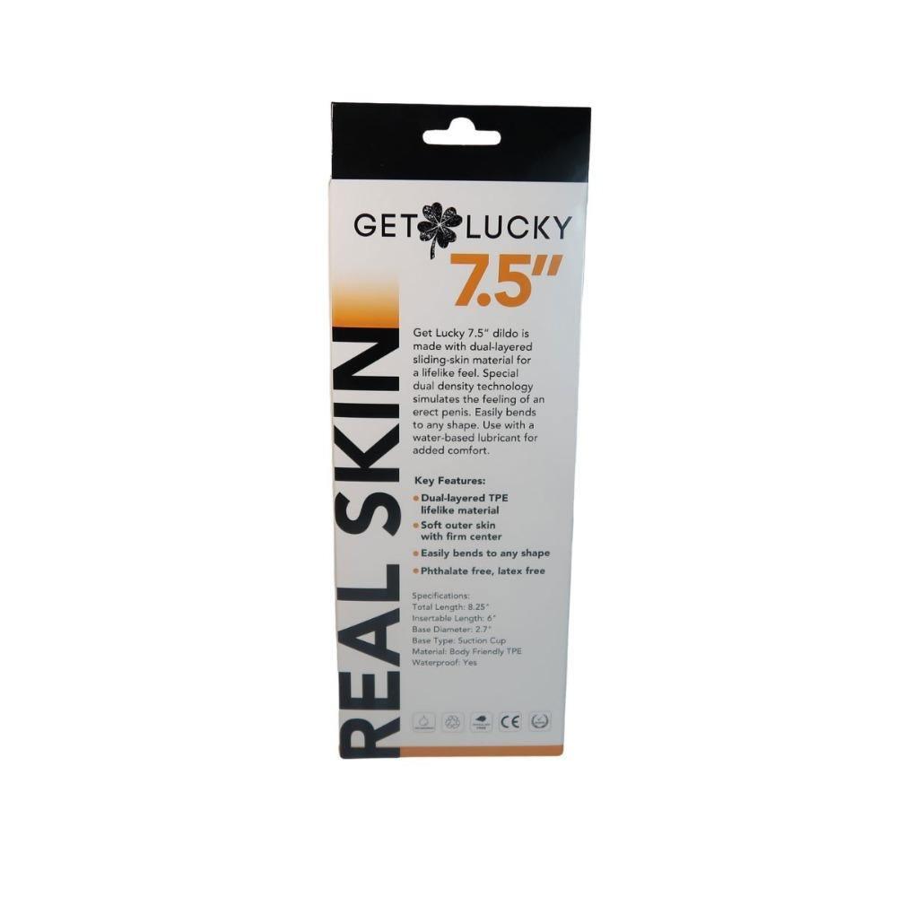 Get Lucky 7.5 Inch Real Skin Dildo - Dark Brown - My Sex Toy Hub