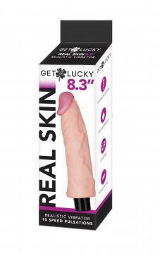Get Lucky 8.3 Inch Real Skin Dildo Realistic Vibrator 10 Speed - My Sex Toy Hub