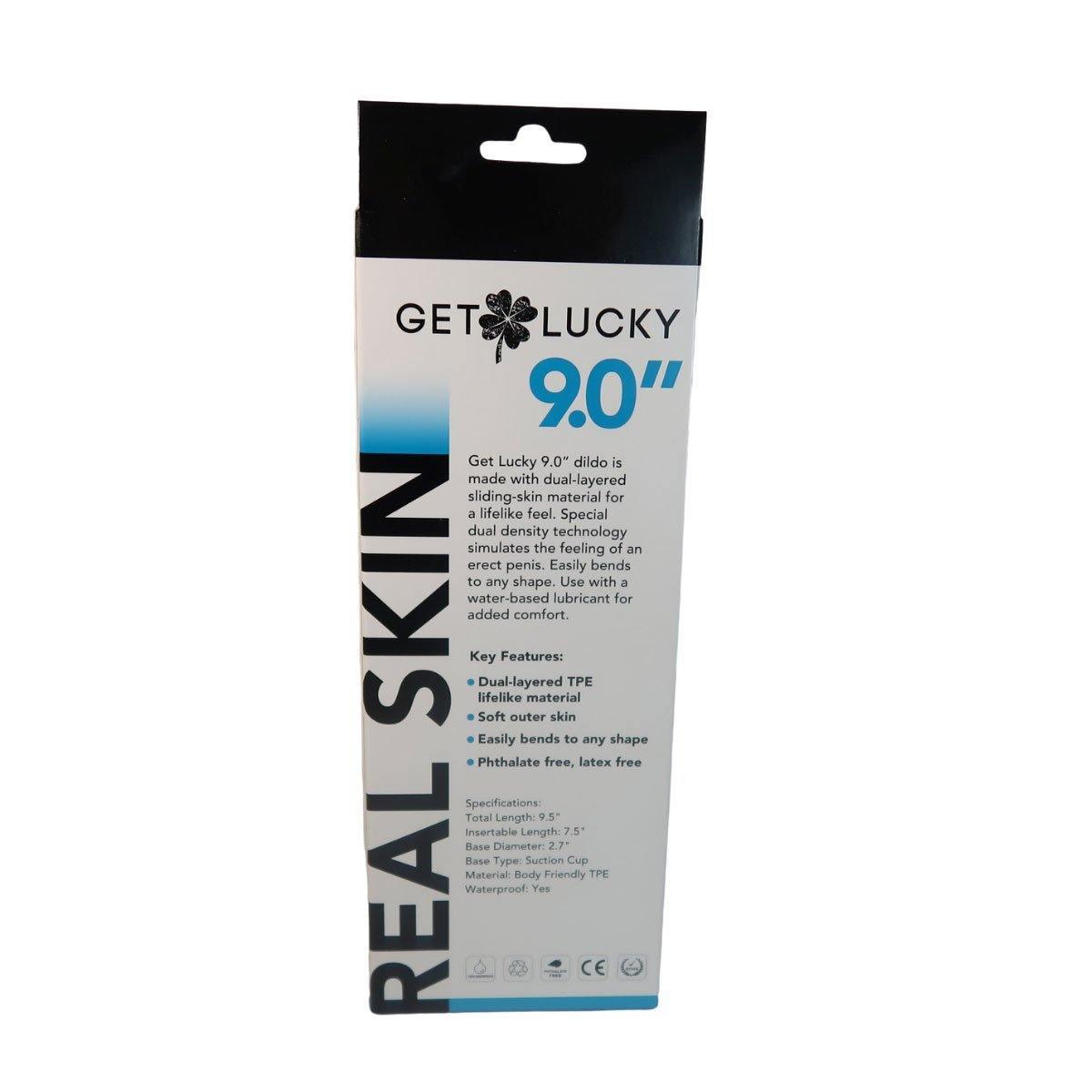 Get Lucky 9 Inch Real Skin Dong - Light Brown - My Sex Toy Hub