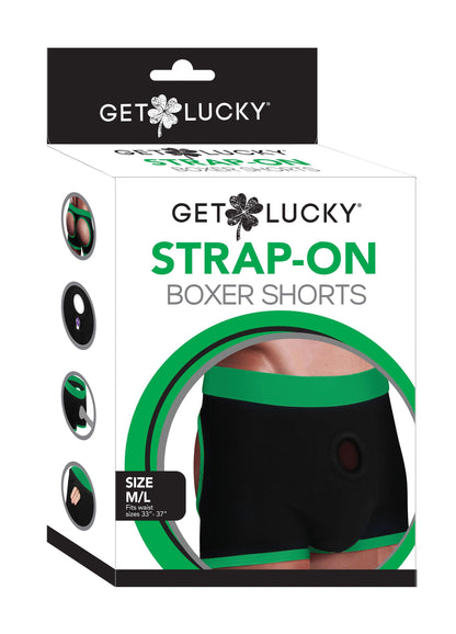Get Lucky Strap on Boxer Shorts - Medium/large - Black/green - My Sex Toy Hub