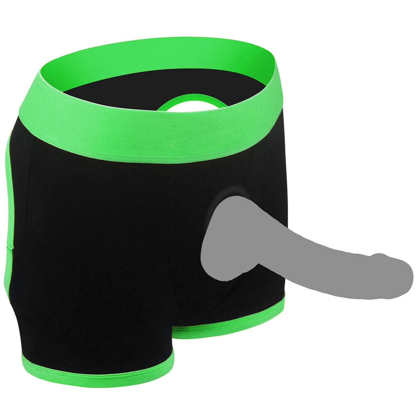 Get Lucky Strap on Boxer Shorts - Xsmall-Small - Green/black - My Sex Toy Hub