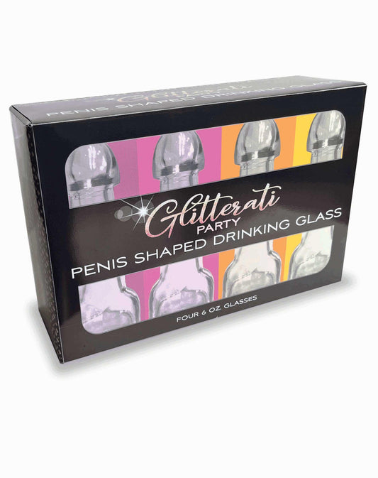 Glitterati Penis Drinking Glass Set of 4 - 6 Oz - My Sex Toy Hub