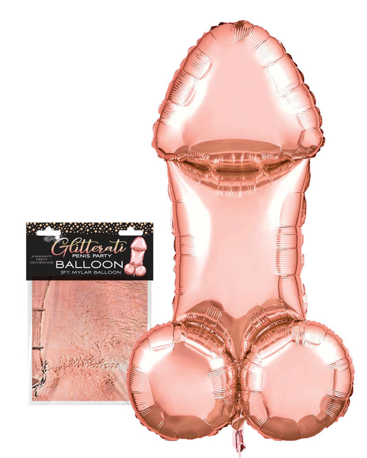 Glitterati Penis Party Balloon - Rose Gold - My Sex Toy Hub