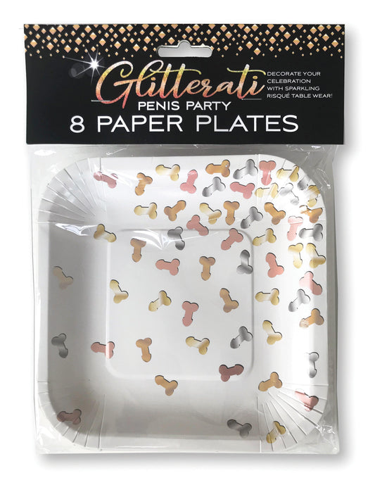 Glitterati Penis Party Paper Plates - 8 Count - My Sex Toy Hub