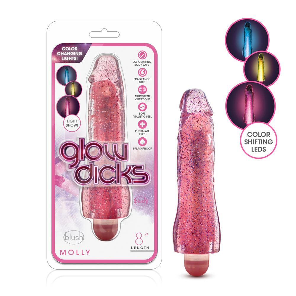 Glow Dicks - Molly Glitter Vibrator - Pink - My Sex Toy Hub