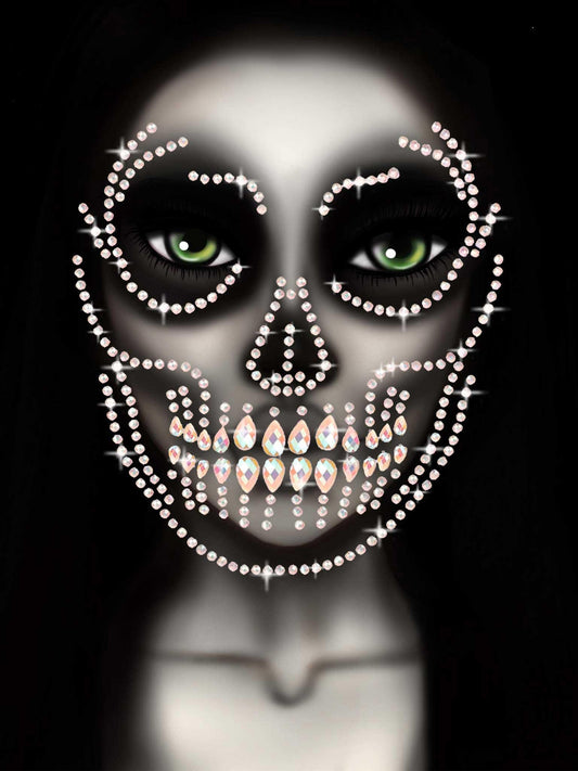 Glow in the Dark Skull Face Jewels Sticker - My Sex Toy Hub