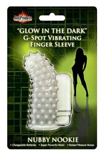 Glow in the Dark Vibrating Nubby Nookie Finger Sleeve - My Sex Toy Hub