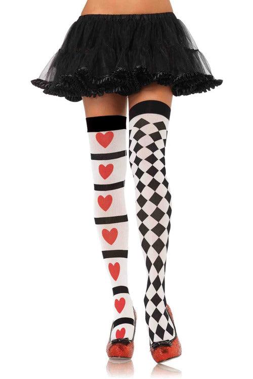 Harlequin and Heart Thigh Highs - My Sex Toy Hub