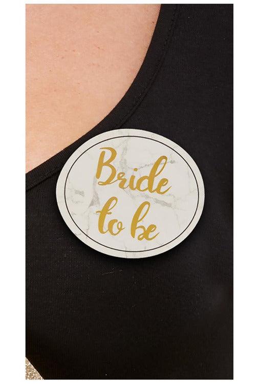 Hen Party Pin Badges - White and Gold - Pack of 5 - My Sex Toy Hub