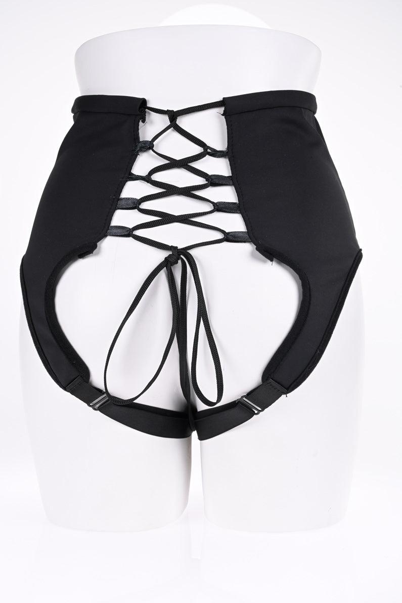 High Waisted Corset Strap on - Black - My Sex Toy Hub