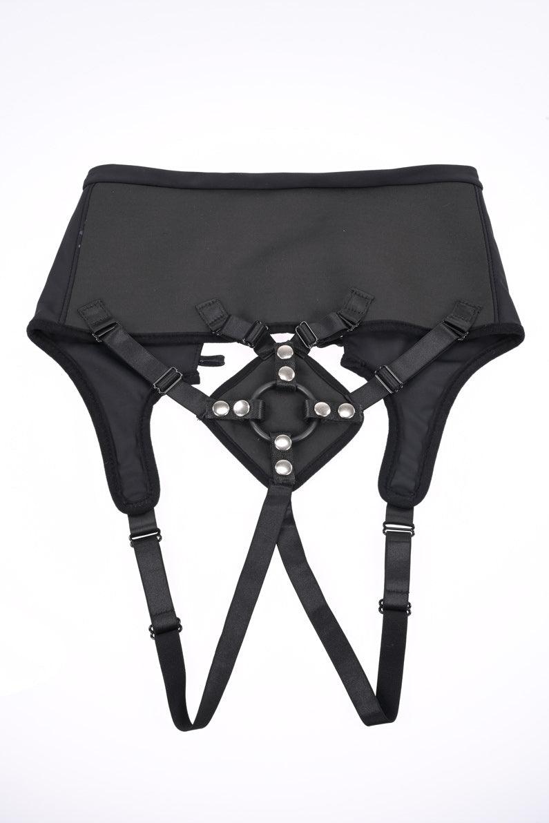 High Waisted Corset Strap on - Black - My Sex Toy Hub