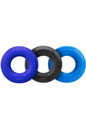 Hunkyjunk Huj3 C-Ring 3 Pk - Blue / Multi - My Sex Toy Hub