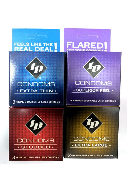 ID Condoms - Case of 72 - 3 Packs - Assorted Styles - My Sex Toy Hub