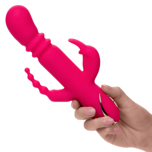 Jack Rabbit Signature Heated Silicone Triple Fantasy Rabbit - Pink - My Sex Toy Hub