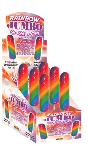 Jumbo Rainbow Cock Pops 6 Piece Display - My Sex Toy Hub