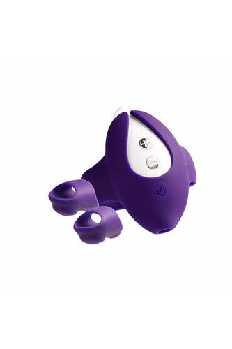 Kimi Rechargeable Dual Finger Vibe With Remote Control - Deep Purple - My Sex Toy Hub