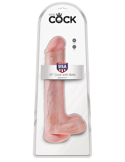 King Cock 13 Inch Cock With Balls - Light - My Sex Toy Hub