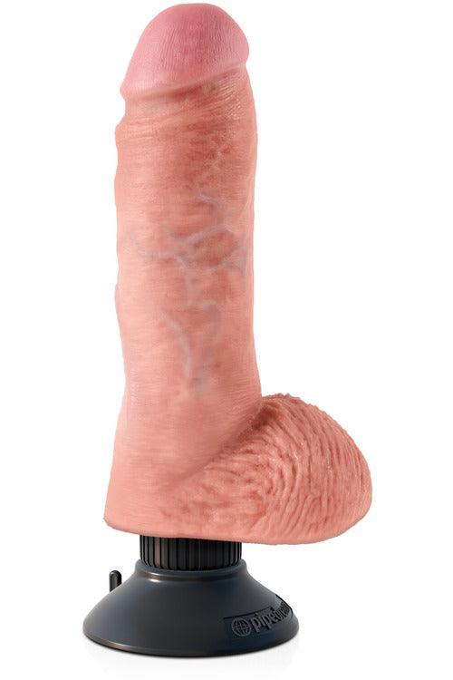 King Cock 8-Inch Vibrating Cock With Balls - Flesh - My Sex Toy Hub