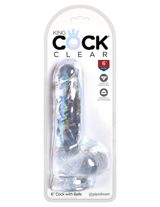 King Cock Clear 6 Inch Cock With Balls - My Sex Toy Hub