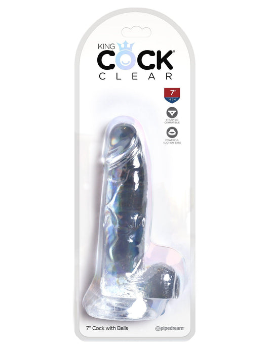 King Cock Clear 7 Inch Cock With Balls - My Sex Toy Hub