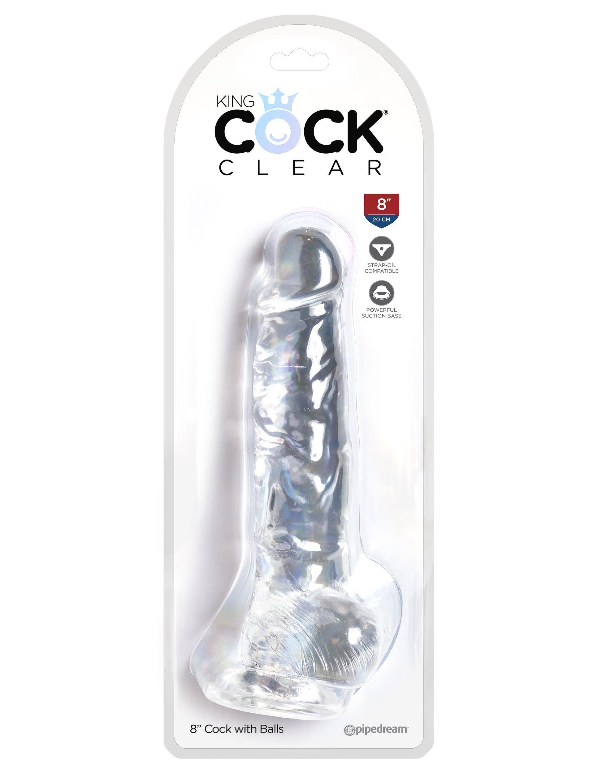 King Cock Clear 8 Inch Cock With Balls - My Sex Toy Hub