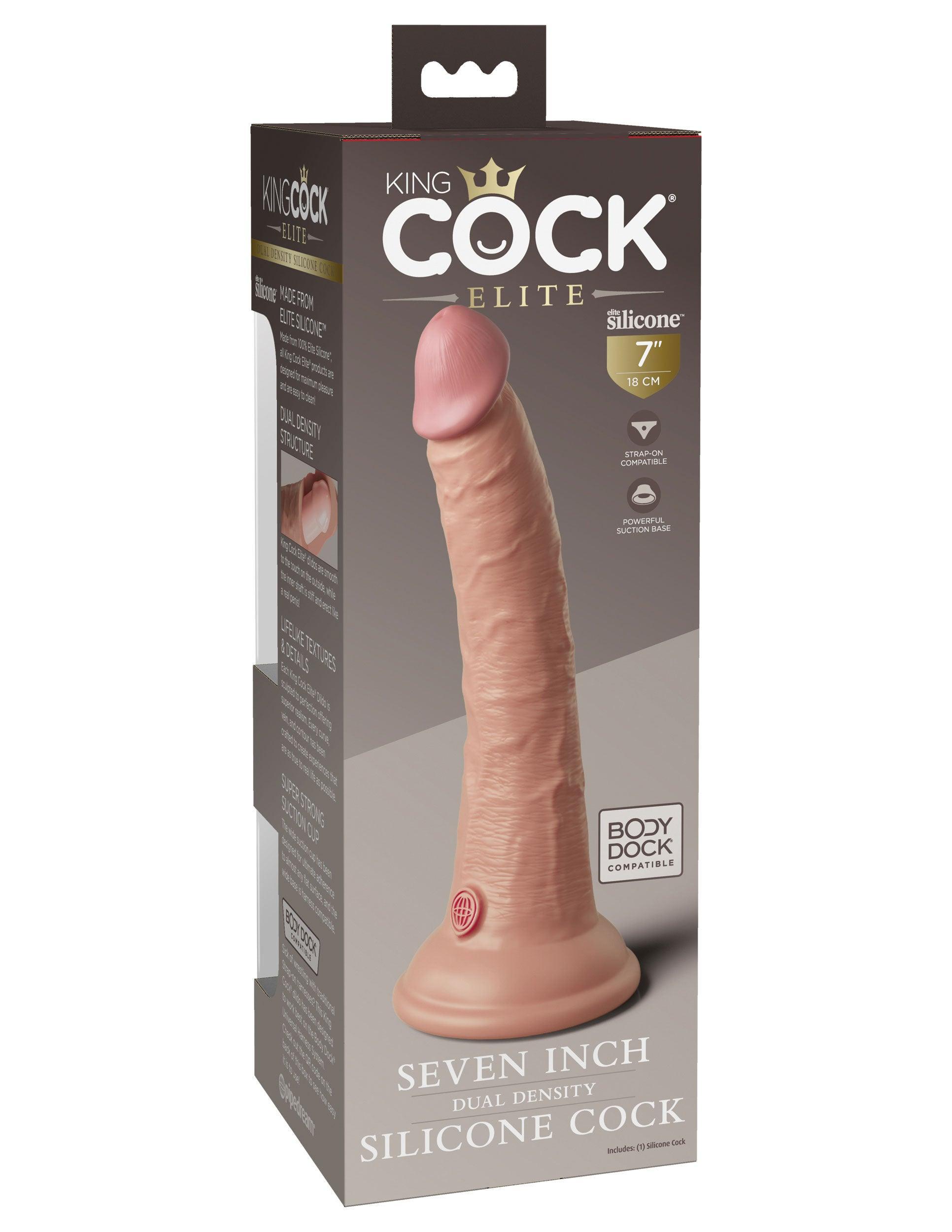 King Cock Elite 7 Inch Silicone Dual Density Cock - Light - My Sex Toy Hub