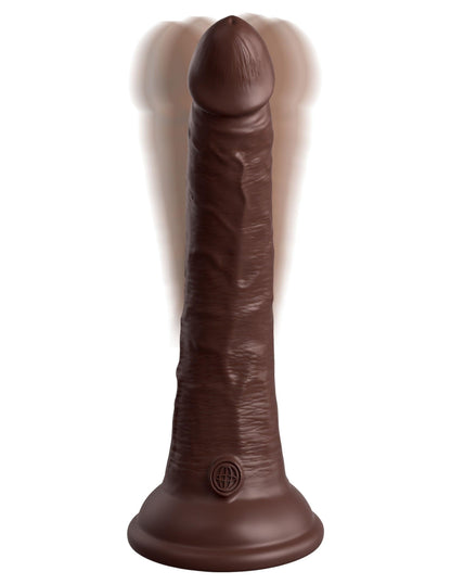 King Cock Elite 7 Inch Vibrating Silicone Dual Silicone Dual Density Cock With Remote - Brown - My Sex Toy Hub