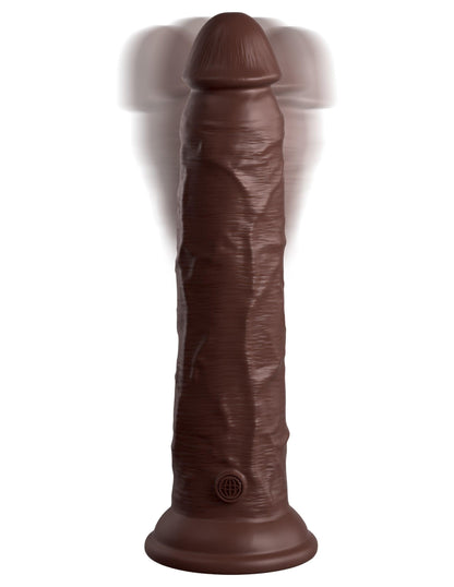 King Cock Elite 9 Inch Vibrating Silicone Dual Density Cock With Remote - Brown - My Sex Toy Hub