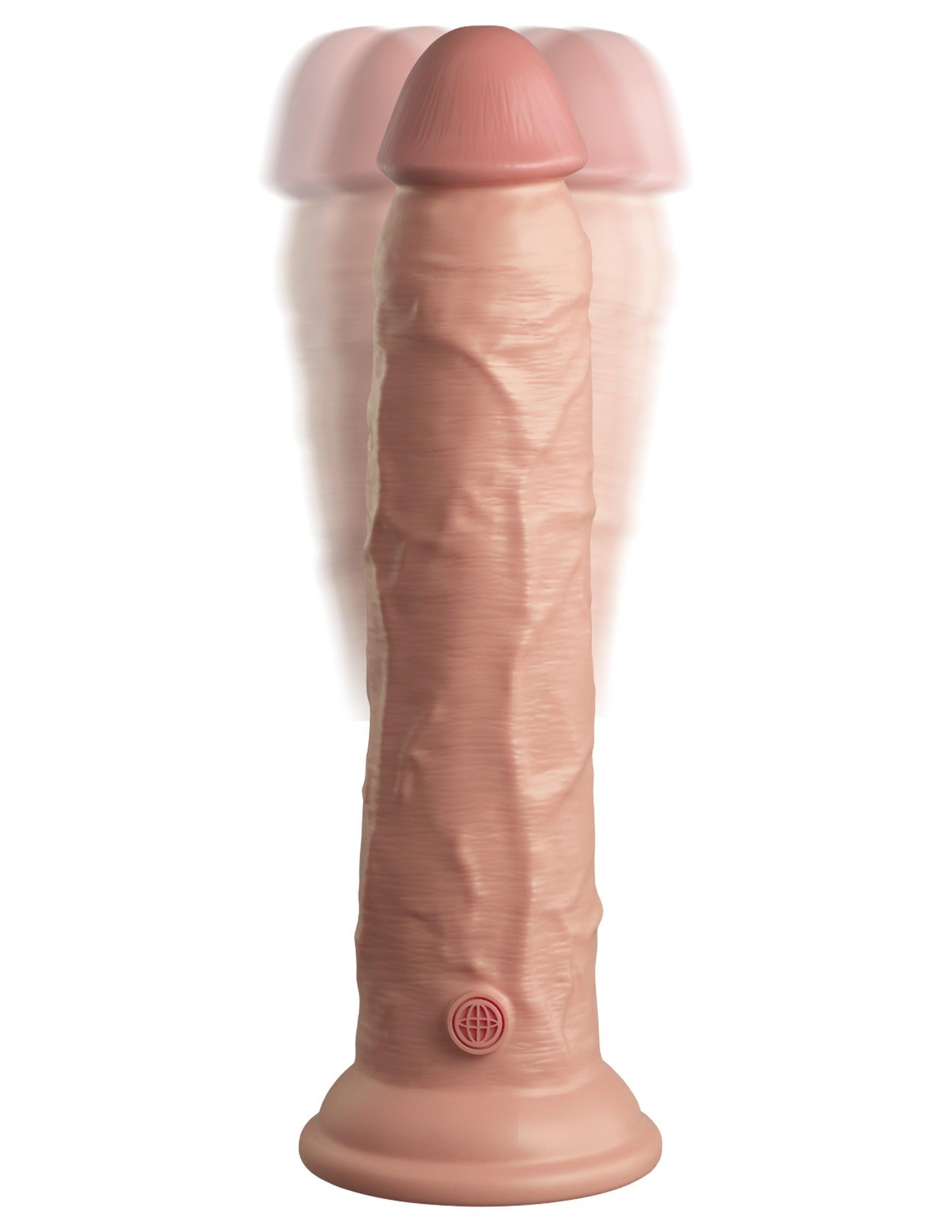 King Cock Elite 9 Inch Vibrating Silicone Dual Density Cock With Remote - Light - My Sex Toy Hub