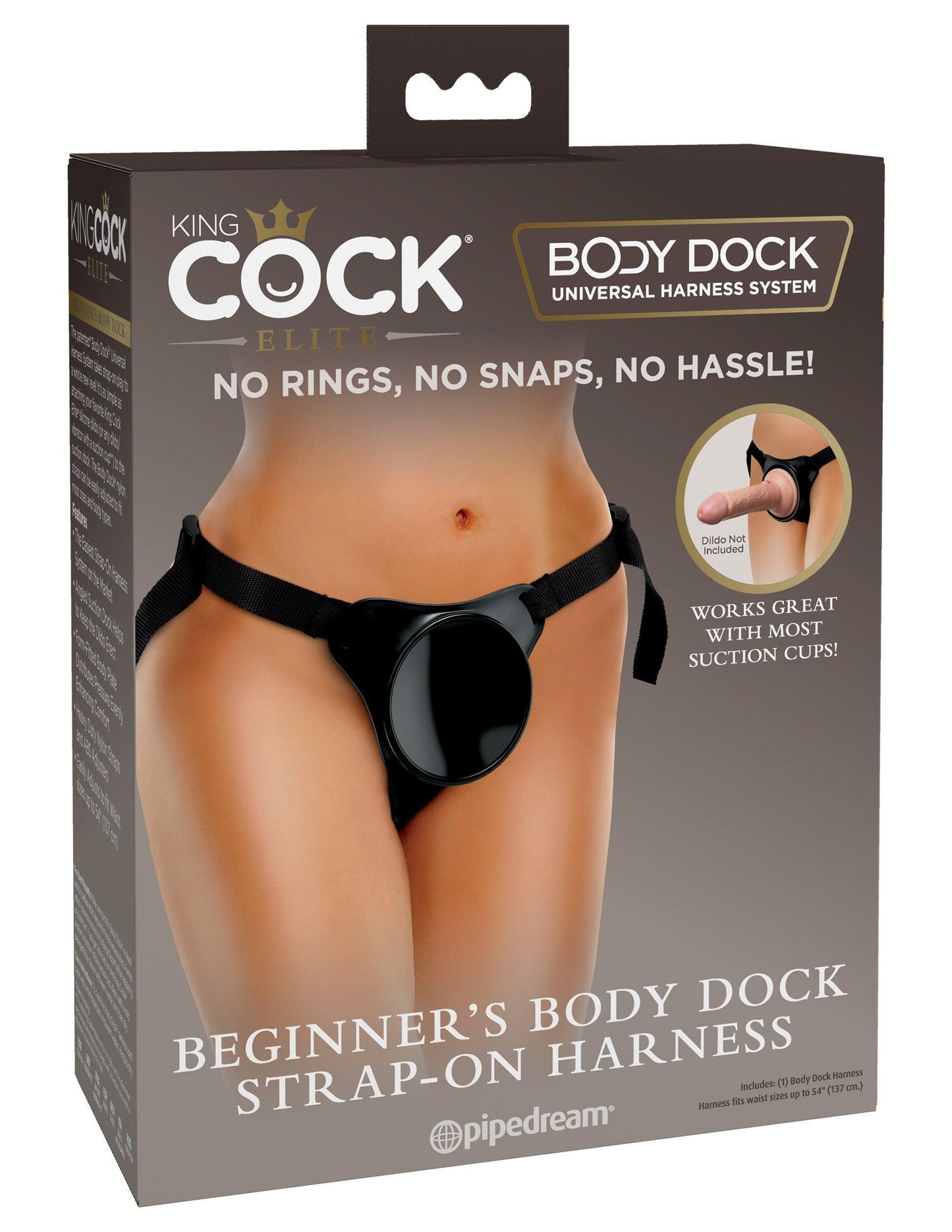King Cock Elite Beginner's Body Dock Strap-on Harness - Black - My Sex Toy Hub