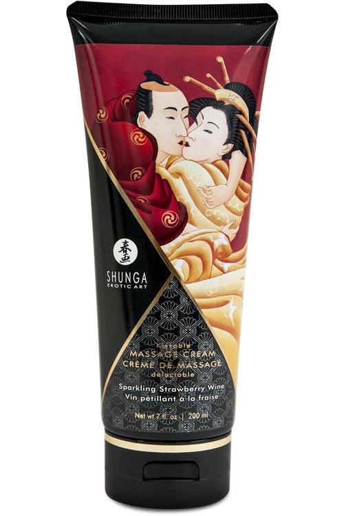 Kissable Massage Cream - Sparkling Strawberry Wine - 7 Fl. Oz. / 200 ml - My Sex Toy Hub