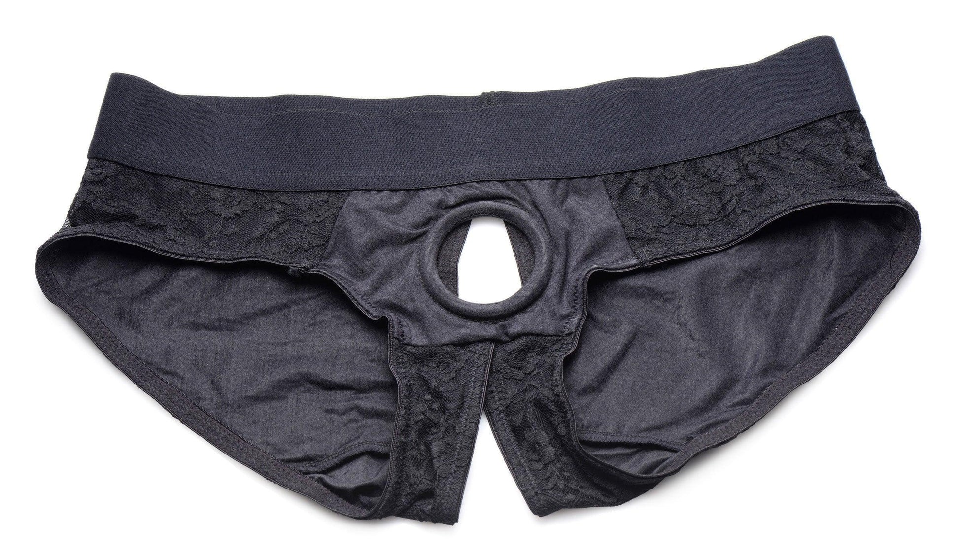 Lace Envy Black Crotchless Panty Harness - L/xl - My Sex Toy Hub