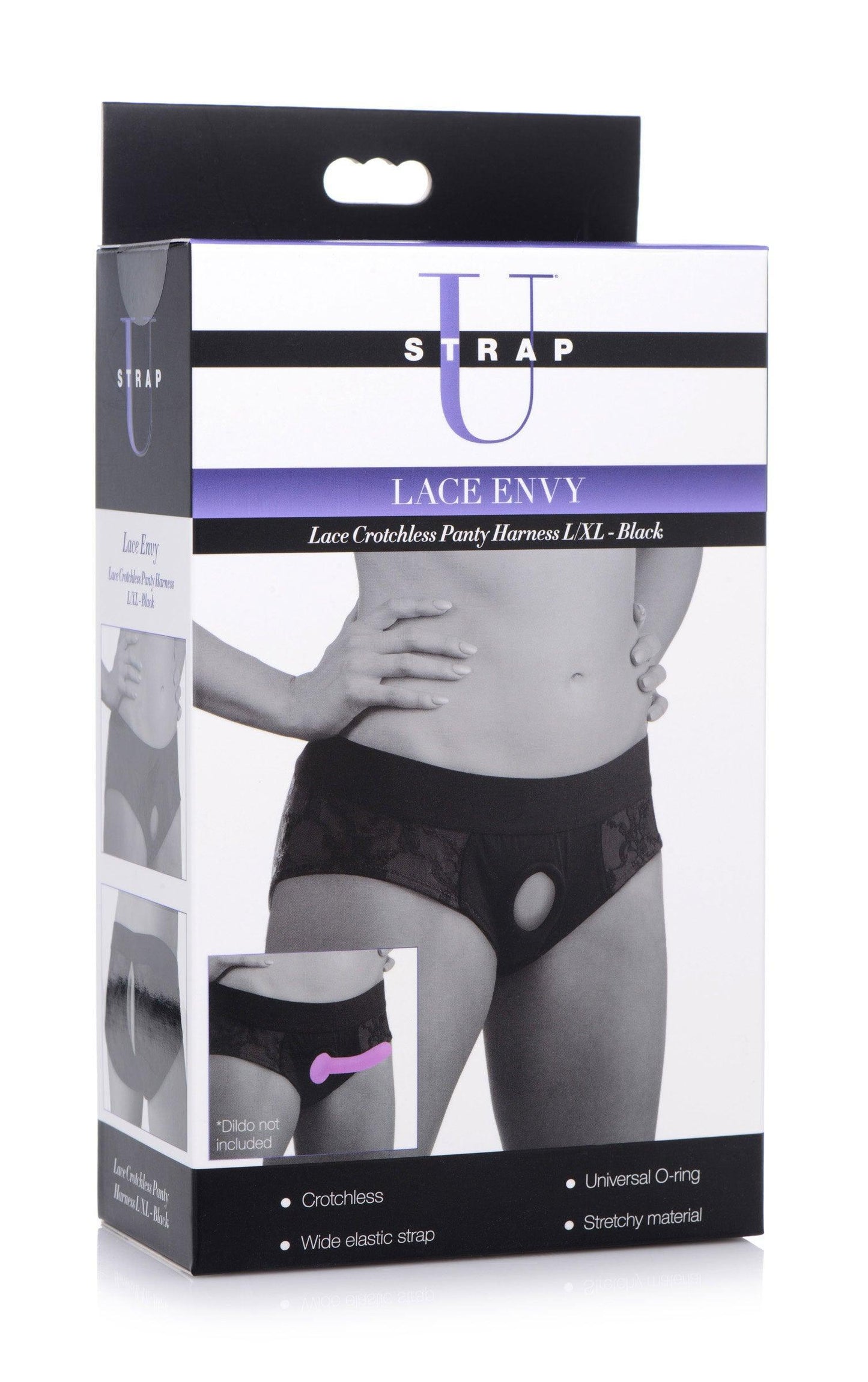Lace Envy Black Crotchless Panty Harness - L/xl - My Sex Toy Hub