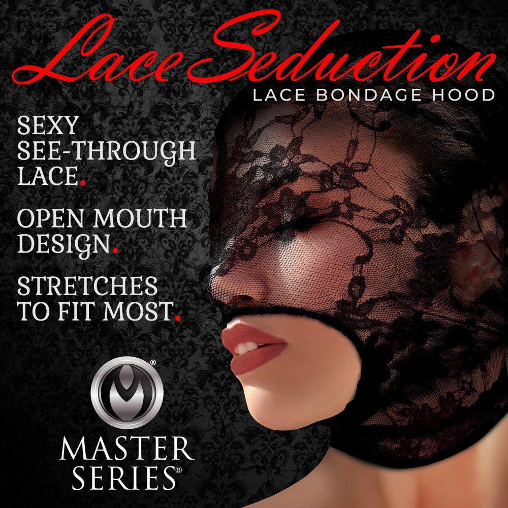 Lace Seduction Lace Bondage Hood - Black - My Sex Toy Hub