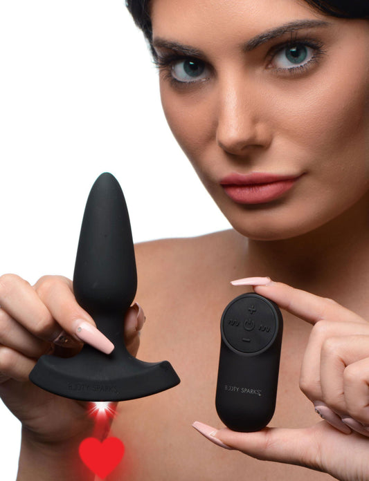 Laser Heart Anal Plug With Remote Control - Small - My Sex Toy Hub