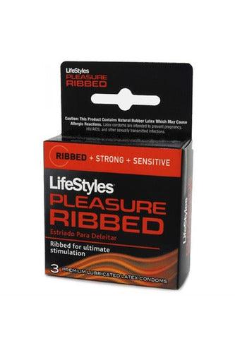 Lifestyles Pleasure Ribbed Condoms - 3 Pack - My Sex Toy Hub