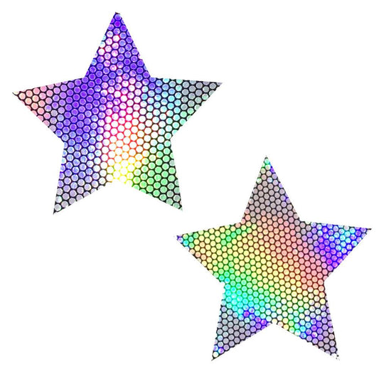 Liquid Party Silver Holographic Starry Nights Nipztix Pasties - My Sex Toy Hub