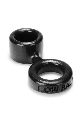 Low Ball Cock Ring With Attached Ball Stretcher - Black - My Sex Toy Hub