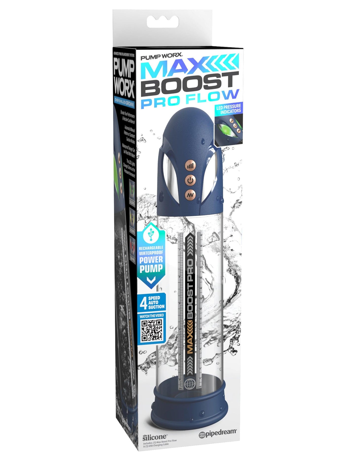 Max Boost Pro Flow - Blue/clear - My Sex Toy Hub