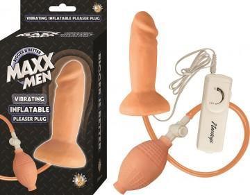 Maxx Men Inflatable Vibrating Pleaser Plug - Flesh - My Sex Toy Hub