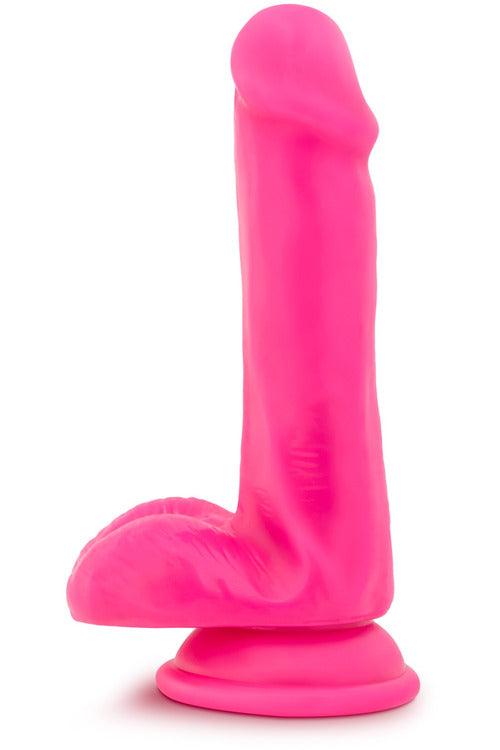 Neo - 6 Inch Dual Density Cock With Balls - Neon Pink - My Sex Toy Hub