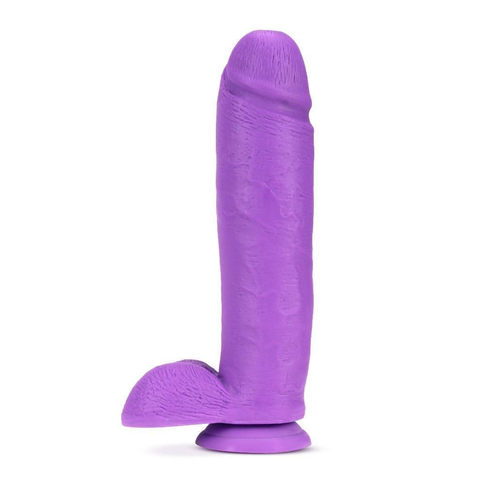 Neo Elite - 10 Inch Silicone Dual Density Cock With Balls - Neon Purple - My Sex Toy Hub