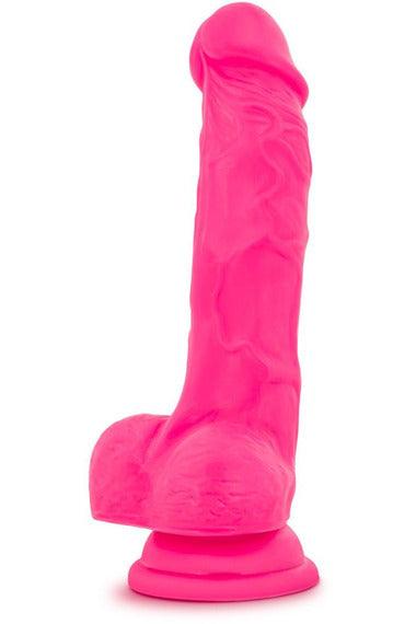 Neo Elite - 7.5 Inch Silicone Dual Density Cock With Balls - Neon Pink - My Sex Toy Hub