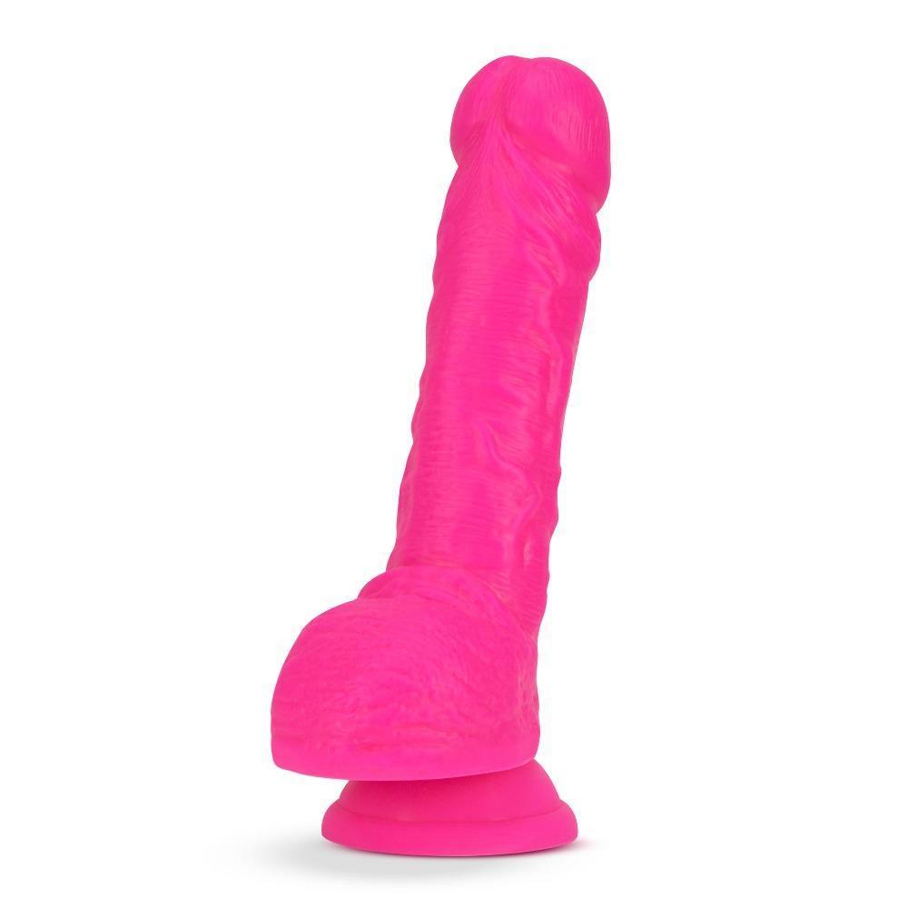 Neo Elite - 9 Inch Silicone Dual Density Cock With Balls - Neon Pink - My Sex Toy Hub