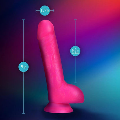 Neo Elite - 9 Inch Silicone Dual Density Cock With Balls - Neon Pink - My Sex Toy Hub
