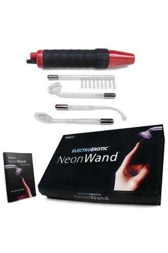 Neon Wand Electrosex Kit - Red and Black Handle Red Electrode - My Sex Toy Hub