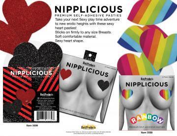 Nipplicious - Heart Shape Pasties - Glitter - Red and Black - My Sex Toy Hub