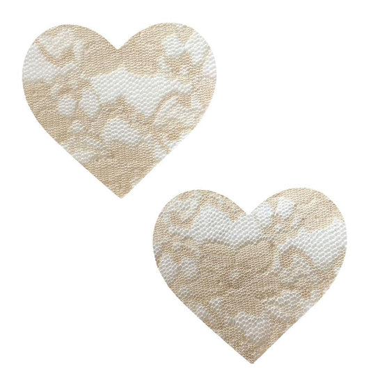 Nude Toffee Lace I Heart U Pasties - My Sex Toy Hub