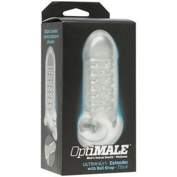 Optimale - Extender With Ball Strap - Thick - Frost - My Sex Toy Hub
